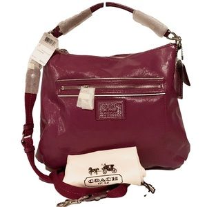 💐COACH 20108 💐 BERRY POPPY DAISY SWING LIQUID GLOSS HOBO MSRP $298